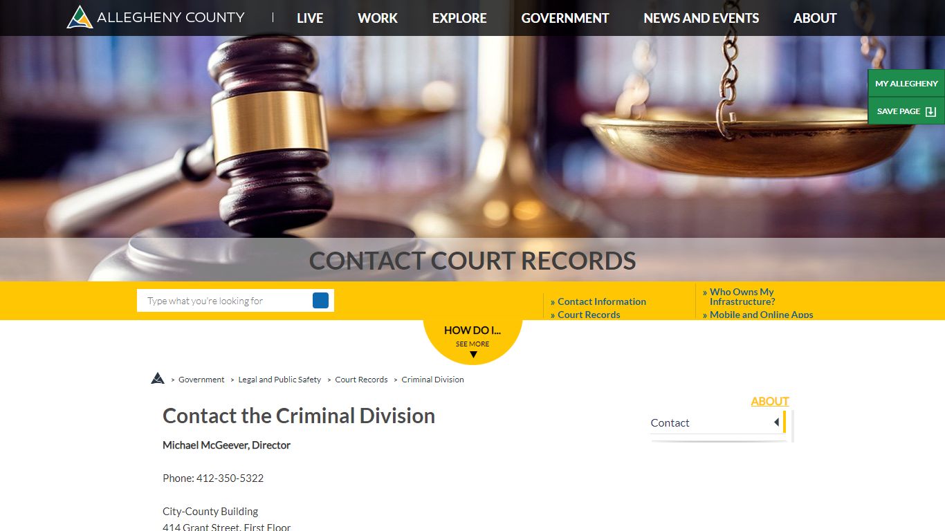 Court Records | Contact | Allegheny County